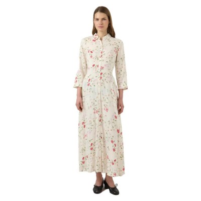 рокля,дамски,поли,и,рокли,yas,savanna,long,shirt,3,4,sleeve,long,dress,beige,white,(pristine,botalia)