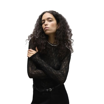 тениска,мъжки,тениски,дамски,тениски,vero,moda,awtessy,o,neck,lace,long,sleeve,t,shirt,black,(black)