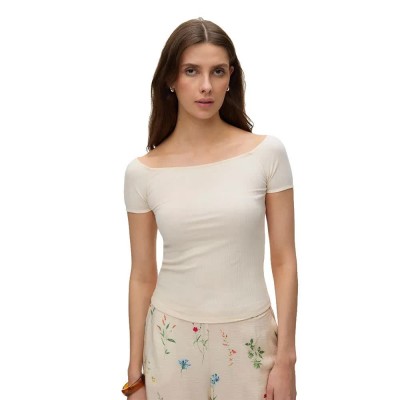 тениска,мъжки,тениски,дамски,тениски,vero,moda,awverde,off,shoulder,short,sleeve,t,shirt,beige,(birch)