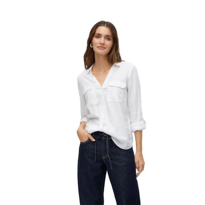 риза,с,дълъг,ръкав,дамски,ризи,мъжки,ризи,vero,moda,linn,bumpy,long,sleeve,shirt,white,(snow,white)