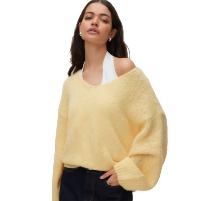 блуза,мъжки,пуловери,дамски,пуловери,vero,moda,maybe,2way,v,neck,sweater,yellow,(pale,banana)