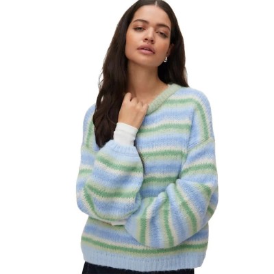 блуза,мъжки,пуловери,дамски,пуловери,vero,moda,maybe,stripe,o,neck,sweater,blue,(fog,green,misteltoe,cashmere,blue,brunnera,blue,birch)