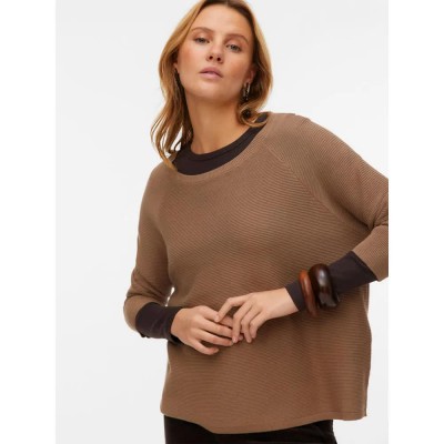 блуза,дамски,пуловери,дамски,плетени,дрехи,vero,moda,new,nora,3,4,boatneck,sweater,brown,(caribou)