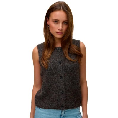 елек,дамски,жилетки,vero,moda,novah,o,neck,button,vest,black,(chocolate,torte,melange)