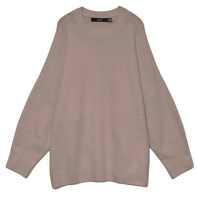 блуза,мъжки,пуловери,дамски,пуловери,vero,moda,curve,boom,o,neck,sweater,brown,(moon,rock,melange)