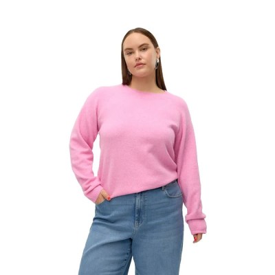 дамски,блузи,vero,moda,curve,doffy,o,neck,long,sleeve,blouse,pink,(fuchsia,pink,melange)