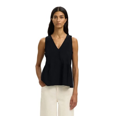 тениска,мъжки,тениски,дамски,тениски,selected,blair,peplum,sleeveless,v,neck,t,shirt,black,(black)