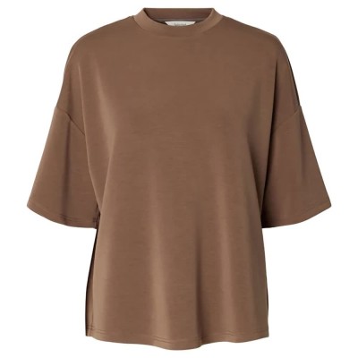 тениска,мъжки,тениски,дамски,тениски,selected,oversized,tenny,short,sleeve,t,shirt,brown,(chocolate,chip)