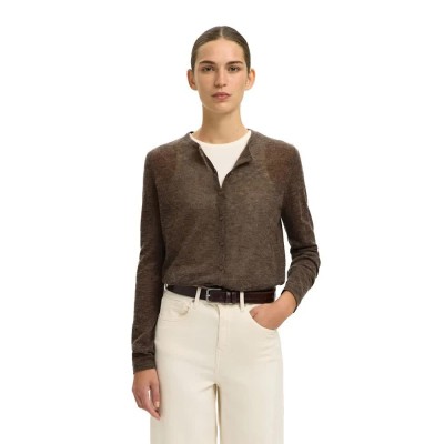 жилетка,мъжки,пуловери,дамски,пуловери,selected,shirley,knit,o,neck,cardigan,brown,(chocolate,chip)