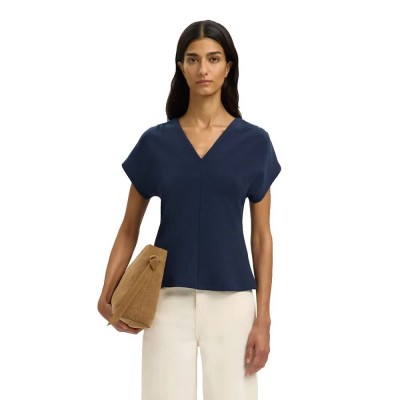 тениска,мъжки,тениски,дамски,тениски,selected,tenny,gathered,short,sleeve,v,neck,t,shirt,blue,(dark,sapphire)