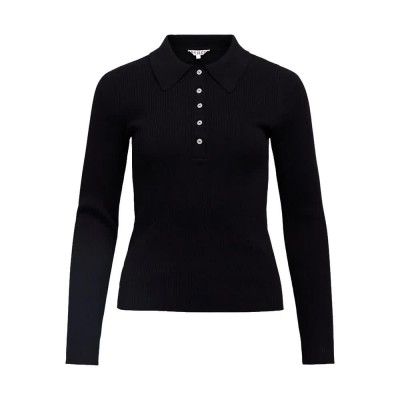блуза,дамски,пуловери,дамски,плетени,дрехи,object,kelly,sli,polo,knit,sweater,black,(black)