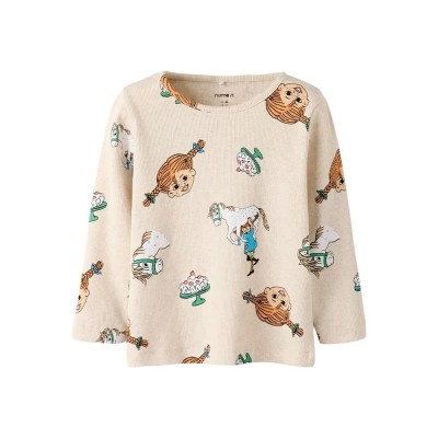 тениска,мъжки,тениски,дамски,тениски,name,it,soca,pippi,long,sleeve,t,shirt,beige,(peyote,melange)