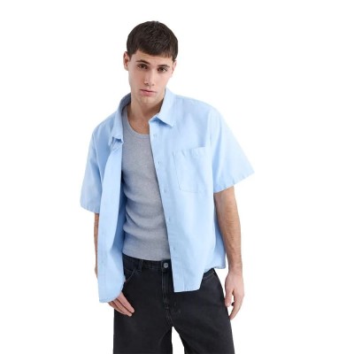 риза,с,къс,ръкав,дамски,ризи,мъжки,ризи,balmohk,30000371,oxford,short,sleeve,shirt,blue,(light,blue)