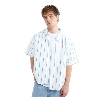 риза,с,къс,ръкав,дамски,ризи,мъжки,ризи,balmohk,30000372,poplin,stripes,short,sleeve,shirt,white,blue,(light,blue)