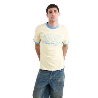тениска,мъжки,тениски,дамски,тениски,balmohk,30000450,contrast,piping,short,sleeve,t,shirt,yellow,(blazing,yellow)
