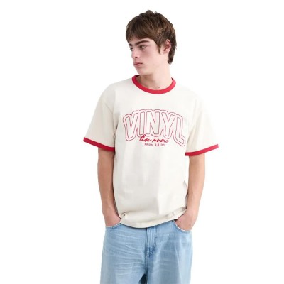 тениска,мъжки,тениски,дамски,тениски,balmohk,30000450,contrast,piping,short,sleeve,t,shirt,beige,(bright,red)