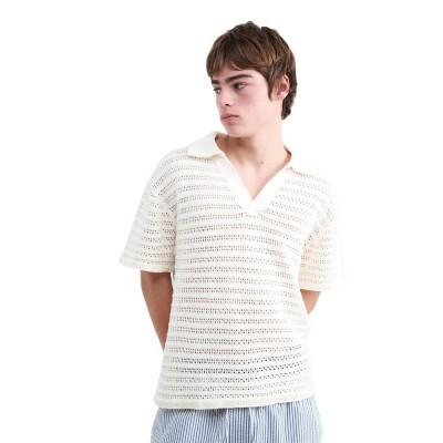 дамски,блузи,с,яка,мъжки,блузи,с,яка,balmohk,30000478,crochet,short,sleeve,polo,beige,(ecru)