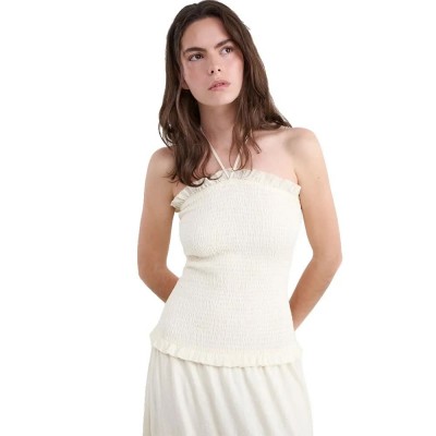 рокля,дамски,поли,и,рокли,balmohk,30000537,smocked,flowers,sleeveless,long,dress,beige,(ecru)