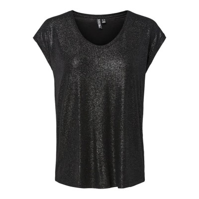 тениска,мъжки,тениски,дамски,тениски,pieces,alice,glitter,short,sleeve,t,shirt,black,(black,glitter,silver)