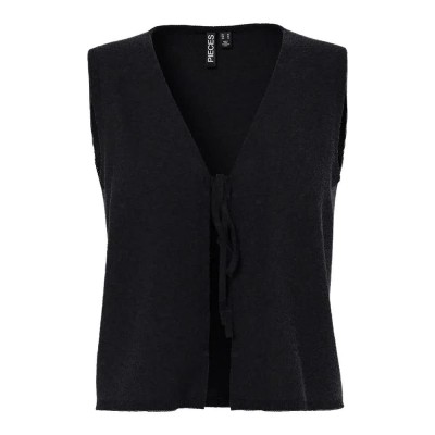 потник,дамски,жилетки,pieces,bree,tie,knit,vest,black,(black)