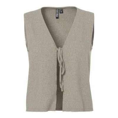 потник,дамски,жилетки,pieces,bree,tie,knit,vest,beige,(crockery,melange)