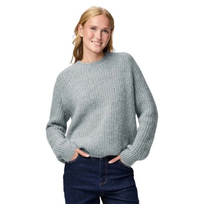 блуза,дамски,пуловери,дамски,плетени,дрехи,pieces,cleo,o,neck,chunky,knit,sweater,grey,(medium,grey,melange)