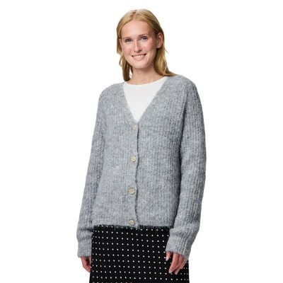 жилетка,дамски,пуловери,дамски,плетени,дрехи,pieces,cleo,v,neck,knit,cardigan,grey,(medium,grey,melange)
