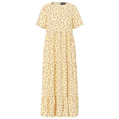 рокля,дамски,поли,и,рокли,pieces,evie,ankle,short,sleeve,long,dress,yellow,(french,vanilla,flower)
