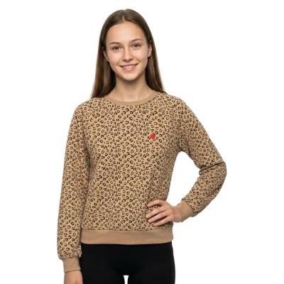 блуза,дамски,блузи,pieces,greta,emb,ub,sweatshirt,brown,(cloud,dancer,leopard,red,heart,emb)