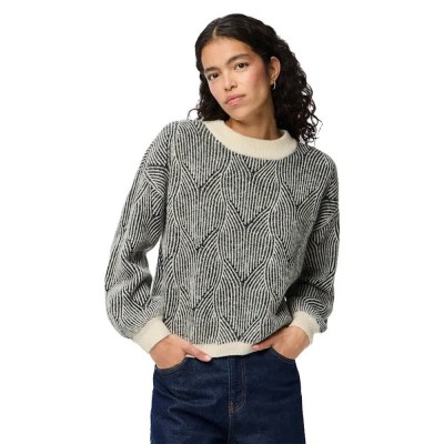блуза,дамски,пуловери,дамски,плетени,дрехи,pieces,jenna,o,neck,knit,sweater,beige,(whitecap,gray,black)