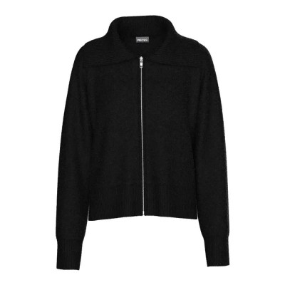 жилетка,дамски,пуловери,дамски,плетени,дрехи,pieces,malou,zip,knit,cardigan,black,(black)