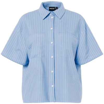риза,с,къс,ръкав,дамски,ризи,мъжки,ризи,pieces,melia,short,sleeve,shirt,blue,(grapemist,thin,bright,white)