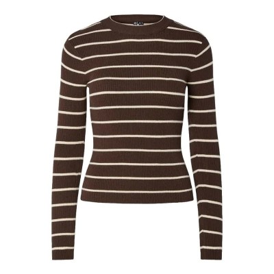 блуза,дамски,пуловери,дамски,плетени,дрехи,pieces,mira,new,o,neck,knit,sweater,brown,(hot,fudge,birch,narrow)