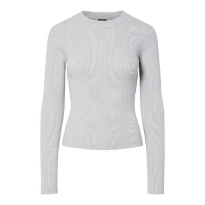 блуза,дамски,пуловери,дамски,плетени,дрехи,pieces,mira,new,o,neck,knit,sweater,white,(light,grey,melange)