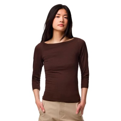 тениска,мъжки,тениски,дамски,тениски,pieces,phoebe,boatneck,long,sleeve,t,shirt,brown,(hot,fudge)