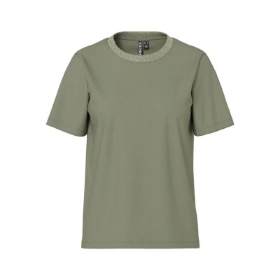 тениска,мъжки,тениски,дамски,тениски,pieces,ria,lurex,short,sleeve,t,shirt,beige,green,(deep,lichen,green,lurex,rib)