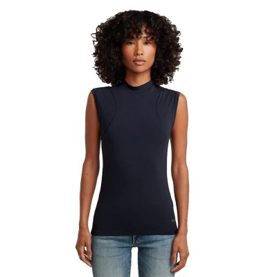 тениска,мъжки,тениски,дамски,тениски,g,star,2n,skin,super,slim,fit,sleeveless,high,neck,t,shirt,blue,(salute)