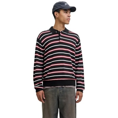 блуза,мъжки,пуловери,jack,&,jones,argos,knit,sweater,black,(black,tibetan,red,&,sea,salt)