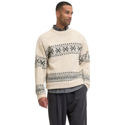 блуза,мъжки,пуловери,jack,&,jones,blumax,fairisle,knit,sweater,beige,(simply,taupe)
