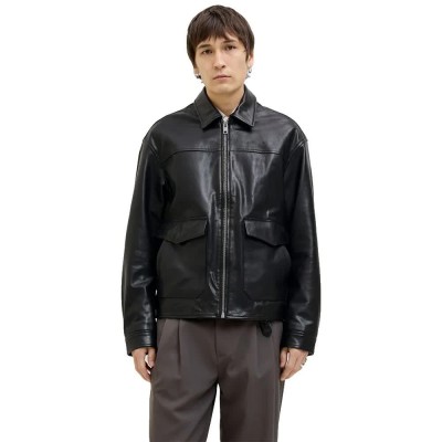 яке,мъжки,якета,дамски,якета,и,палта,jack,&,jones,ccwallace,leather,jacket,black,(black)