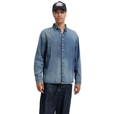 риза,с,дълъг,ръкав,мъжки,ризи,jack,&,jones,fade,denim,long,sleeve,shirt,blue,(light,blue,denim)