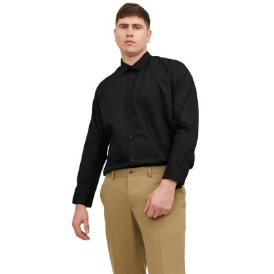 риза,с,дълъг,ръкав,дамски,ризи,мъжки,ризи,jack,&,jones,joe,plain,long,sleeve,shirt,black,(black)