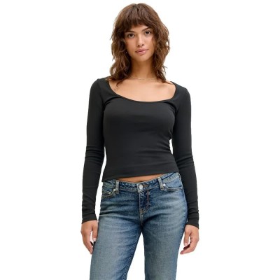 тениска,мъжки,тениски,дамски,тениски,jack,&,jones,star,u,neck,jjxx,long,sleeve,t,shirt,black,(black)