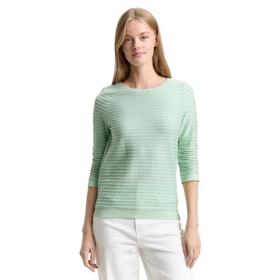 блуза,дамски,блузи,tom,tailor,1039980,striped,jacquard,sweatshirt,green,(tonal,green,structure,stripe)
