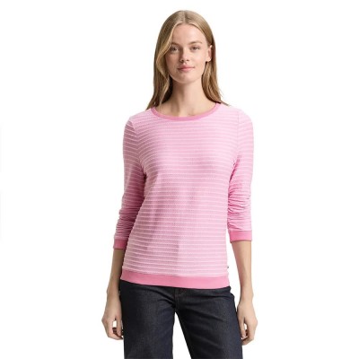 блуза,дамски,блузи,tom,tailor,1039980,striped,jacquard,sweatshirt,pink,(tonal,rose,structure,stripe)
