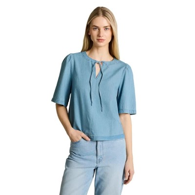 дамски,блузи,tom,tailor,1049770,short,sleeve,blouse,blue,(clean,light,stone,blue,denim)
