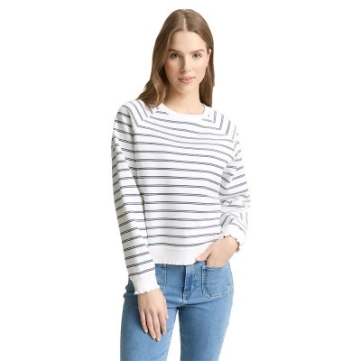 блуза,дамски,блузи,tom,tailor,1050823,sweatshirt,white,(off,white,navy,stripe)