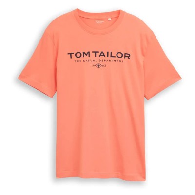 тениска,мъжки,тениски,дамски,тениски,tom,tailor,cotton,logo,print,short,sleeve,t,shirt,orange,(wild,coral)