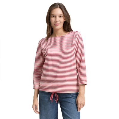 тениска,мъжки,тениски,дамски,тениски,tom,tailor,structured,3,4,sleeve,t,shirt,pink,(pink,offwhite,regular,stripe)