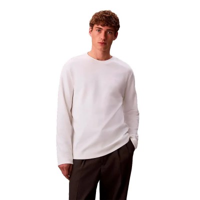 тениска,мъжки,тениски,дамски,тениски,calvin,klein,luxe,interlock,long,sleeve,t,shirt,white,(bright,white)